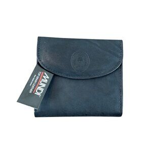 Mundi Genuine Black Leather Wallet Snap Closure Multiple Card Slots Sz S